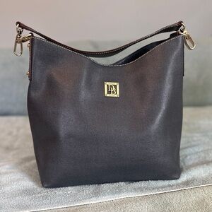 Dooney & Bourke Dark Brown Leather Shoulder Bag with Gold Hardware